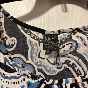 Lildy Printed Pocket Sleeveless Tunic - Black & Blue Paisley